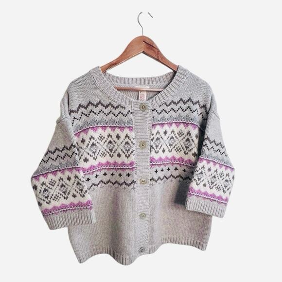 Sundance Fair Isle Wool Blend Cardigan Sweater Women’s Size L – Gray Pink - Picture 3 of 10